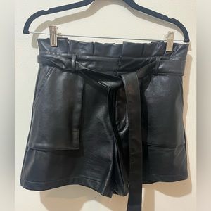 NWT vegan leather paper bag shorts - large
